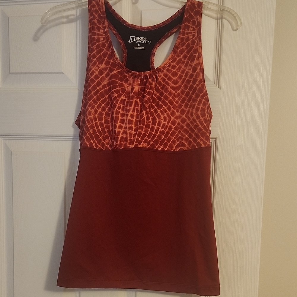 SkirtSports Red Patterned Tank Top